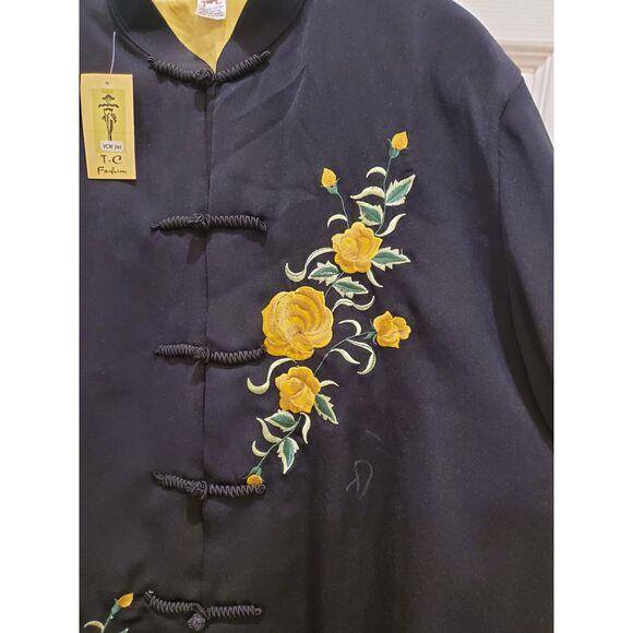 Black & Gold Embroidered Jacket with Yellow Roses - Picture 4 of 6
